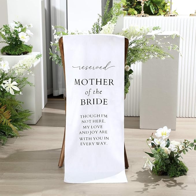 HunnmingRe Mother of the Bride Wedding Memorial Reserved Chair Sign Banner in - Image 3
