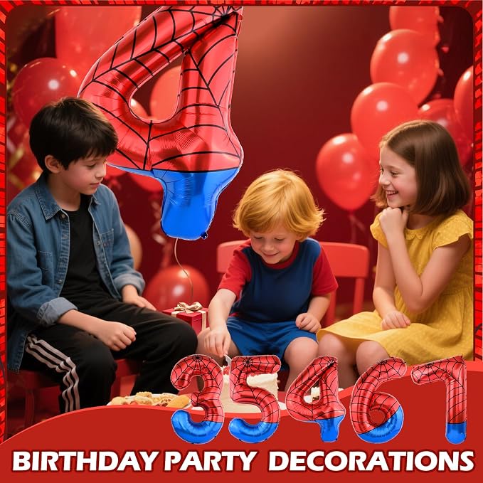 40 Inch Vibrant Spider-Themed Number Foil Balloons - Image 6