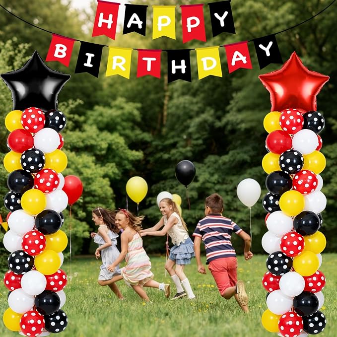 2 Set Adjustable Mouse Theme Birthday Balloon Column Stand Kit Polka Dot Red - Image 4