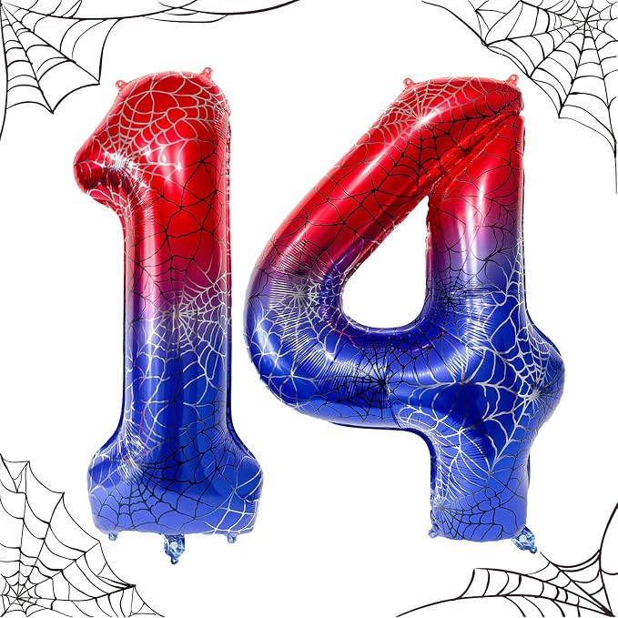 40 Inch Spider Theme Number Foil Balloons, Large Number 14 Balloons by TNCDJKPA