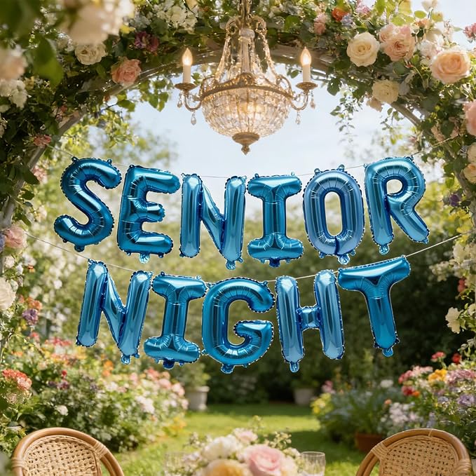 2 Set 22Pcs Blue SENIOR NIGHT Letter Balloons 16in Balloon Foil Letter - Image 3