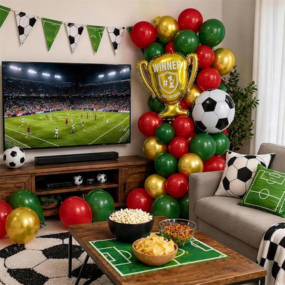 Red and Green Soccer Balloons, 12 Inch Green and Gold Soccer Balloons - Image 6