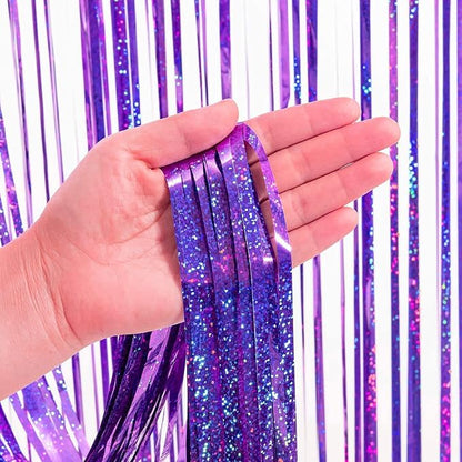BRAVESHINE Party Streamers Backdrop | Tinsel Foil Fringe Curtains | 1 Purple 1 - Image 5