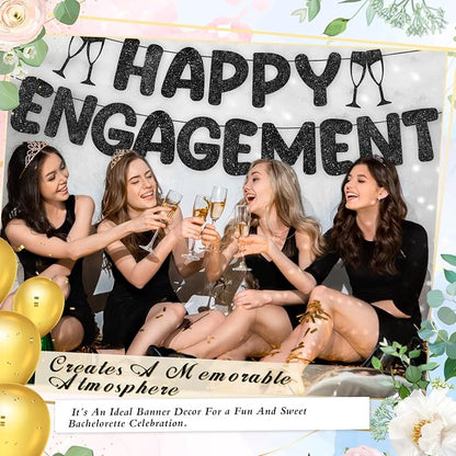 Pre Strung Happy Engagement Banner Glitter Engagement Party Decorations - Image 4