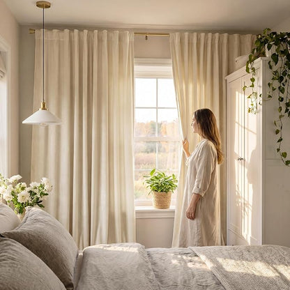 Beige Velvet Drapes Back Tab Privacy - Image 8