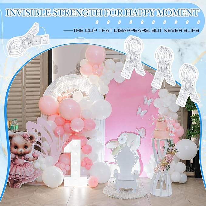 210 Pcs Balloon Arch Kit, 16 Clear 3.5 Inch Clips, 100 Clear 260 Balloons | - Image 6