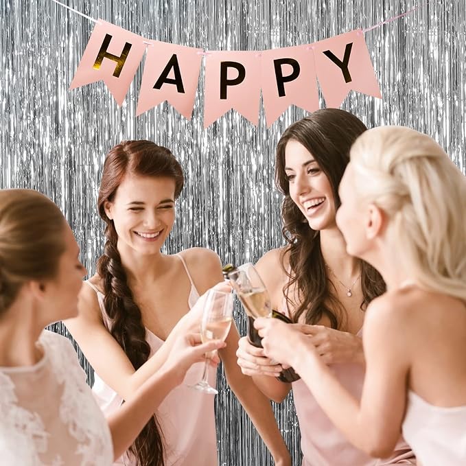 2 Pack Silver Foil Curtain Party Streamers Metallic Tinsel Foil Fringe Photo - Image 6