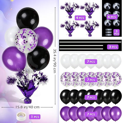 4 Set Purple Black Balloon Centerpieces - Image 3