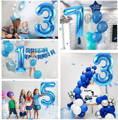 40 inch Blue Number Balloon Giant Foil Helium Balloons Blue Number 7 Balloon - Image 3