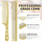 Hair Styling Comb,2PCS Metal Combs For Hair Women,Space Aluminum Stainless Steel Anti-static Sparse Haircut Comb Beauty Tool(Golden)