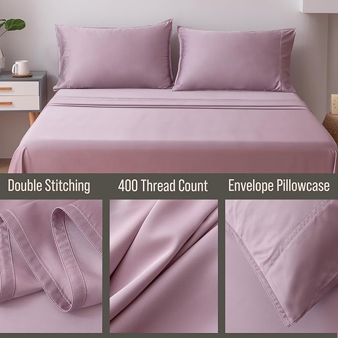 Bella Coterie | Luxury Bamboo King Size Pillowcase Set | 100% Organically Grown Bamboo Viscose | Ultra Soft | Cooling | 2 Pcs [Lilac]