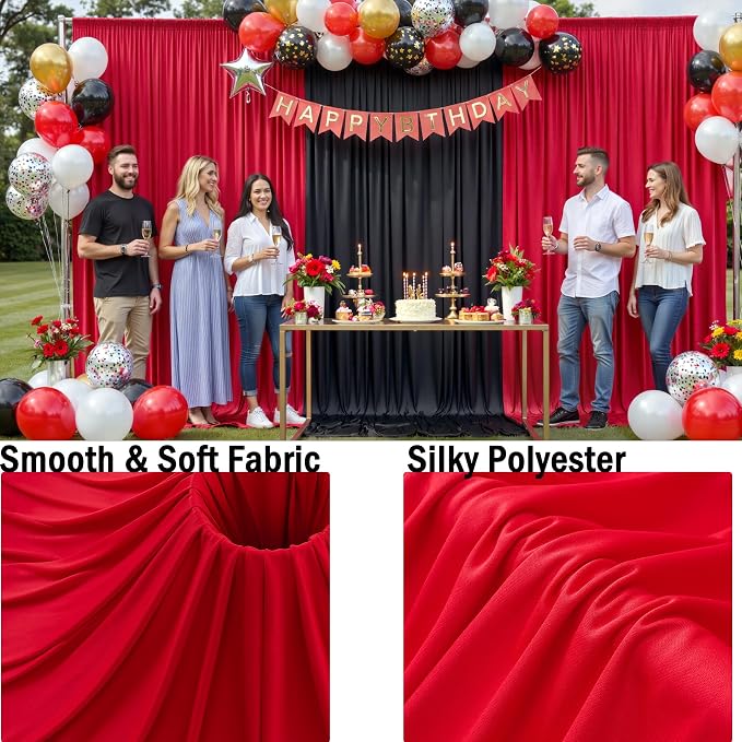 20ftx12ft Wrinkle Free Red Backdrop Curtains - Image 2