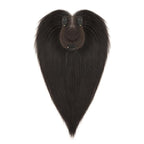 Hairro Human Hair Toppers with Side Bangs, 3D 360° Seamless Real Hair Toppers, Hand-Tied with 3.5"x4.7" U-shaped Base, Clip-In Hairpieces to Add Volume on Top, 12 Inch Natural Black