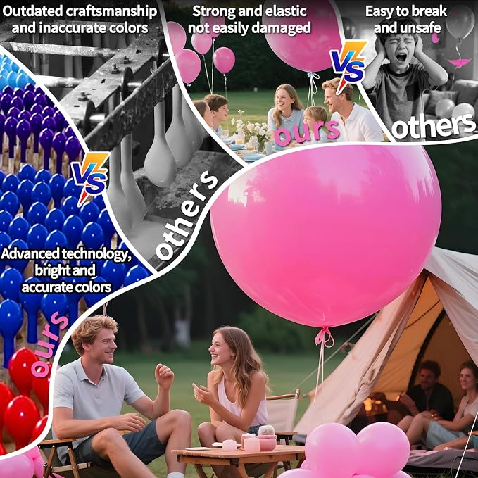 Pink Balloons 9pcs 36 Inch Extra Large Big Jumbo Giant Matte Pink Balloons - Image 4