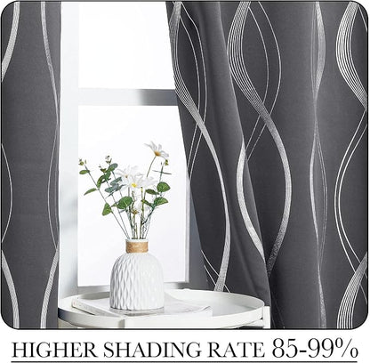 NICETOWN Grey Blackout Striped Pattern Curtains - Image 5
