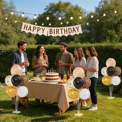 4 Sets Black Brown Gold Cheetach Print Balloons Stand Kit - Image 5