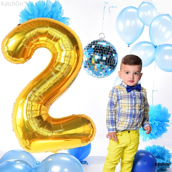 KatchOn Gold Number 2 Balloon 40 Inch 2nd Birthday Decorations - Image 3