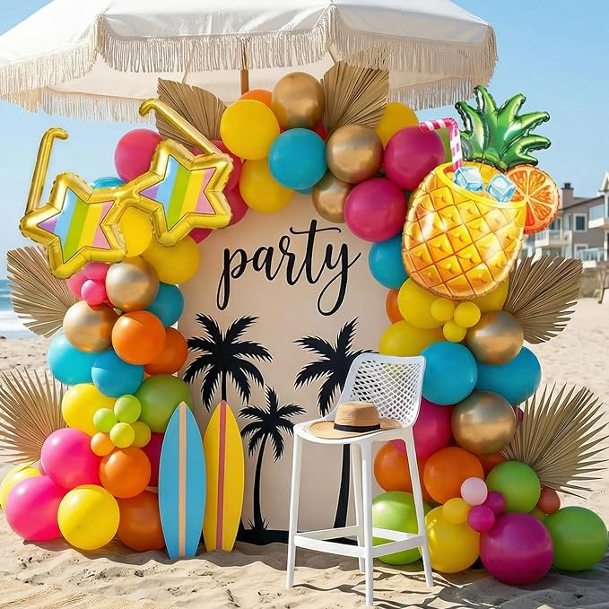 Tropical Balloons, Sunglasses Pineapple Foil Balloons, 12 Inch Teal Metallic - Image 5