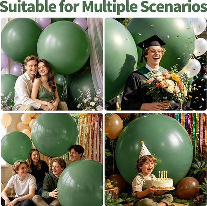 5Pcs Sage Green Big Balloons 36 Inch, Round Large Latex Party Balloons - Image 4