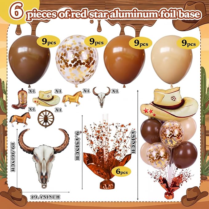 Civaner Cowboy Party Balloons Stand Kit 6 Sets - Image 3
