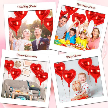 12 Pcs Red Heart Balloons, 18 Inch Heart Foil Balloons Love Balloon Valentine - Image 7