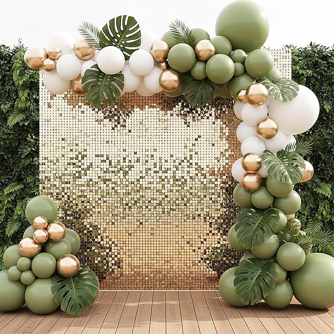 RUBFAC Sage Green Balloons Different Size Green Balloon Arch 154pcs | Olive - Image 5