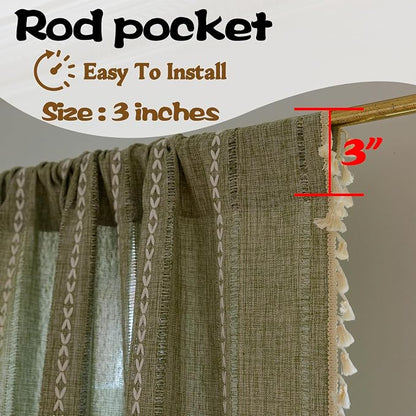 Sutuo Home Green Boho Curtains 102 inches Long - Image 5