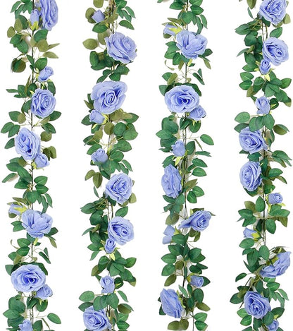 TELDRASSIL 4Pcs Artificial Rose Vine Fake Flower Garland Fake Silk Rose Hanging by Teldrassil