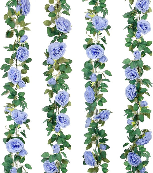 TELDRASSIL 4Pcs Artificial Rose Vine Fake Flower Garland Fake Silk Rose Hanging by Teldrassil