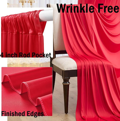 50ft x 12ft Wrinkle Free Red Backdrop Curtains - Image 2