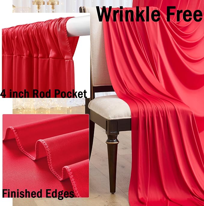 12ft x 10ft Red Backdrop Curtains - Image 2