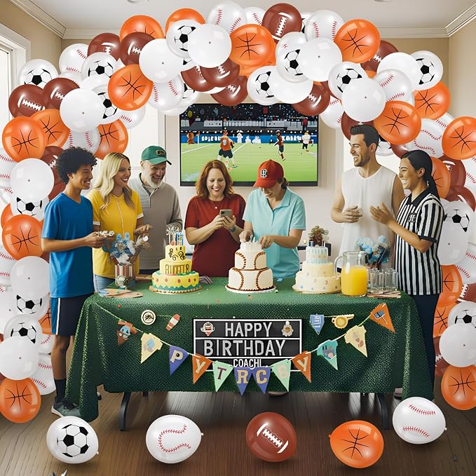 Censen 45 Pieces Sports Balloons 12 Inch Sports Latex Balloons Include Football - Image 5