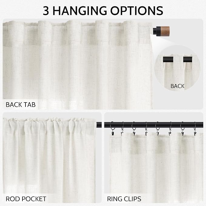 Neutral Linen Curtains 80 Inch Length - Image 2