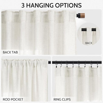 Neutral Linen Curtains 80 Inch Length - Image 2