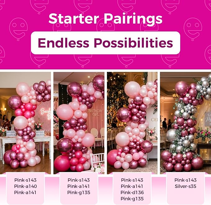 Bezente Metallic Hot Pink Latex Party Balloons 100 Pack 12 inch | Metallic Pink - Image 4