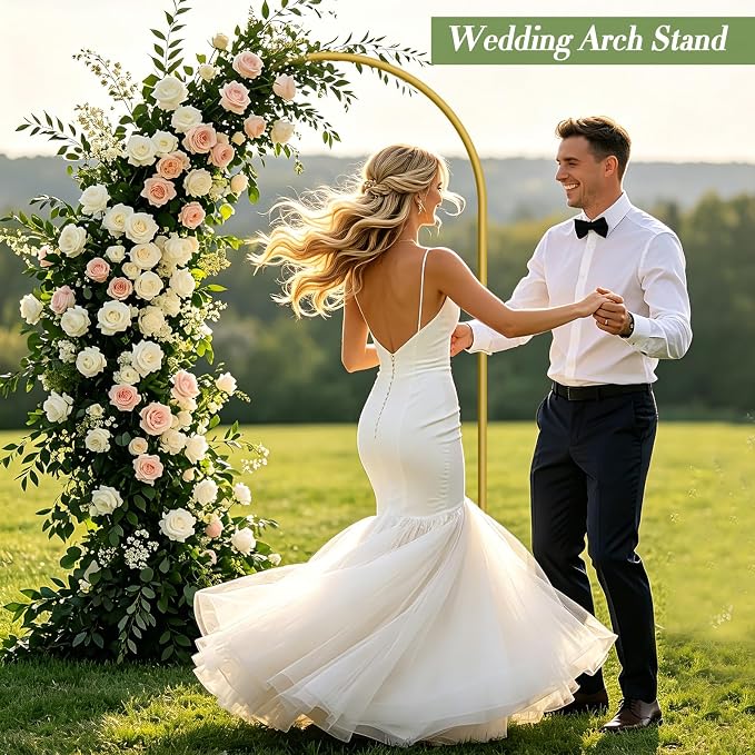 6.6 FT Metal Arch Backdrop Stand, Party Balloon Arch Stand | Dustproof caps - Image 3