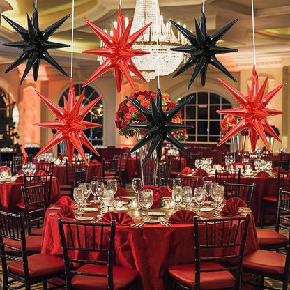HILAVO 6PCS Black Red Star Balloons, 22Inch Large Star Balloon Foil Balloons - Image 7