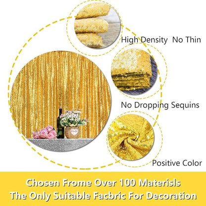Gold Sequin Backdrop Curtains 10FTx10FT | 1 Panel, Sparkly Background Drapes - Image 4