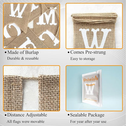 Uniwish Welcome Banner Sign Garland Classroom Welcome Decorations | Burlap - Image 2