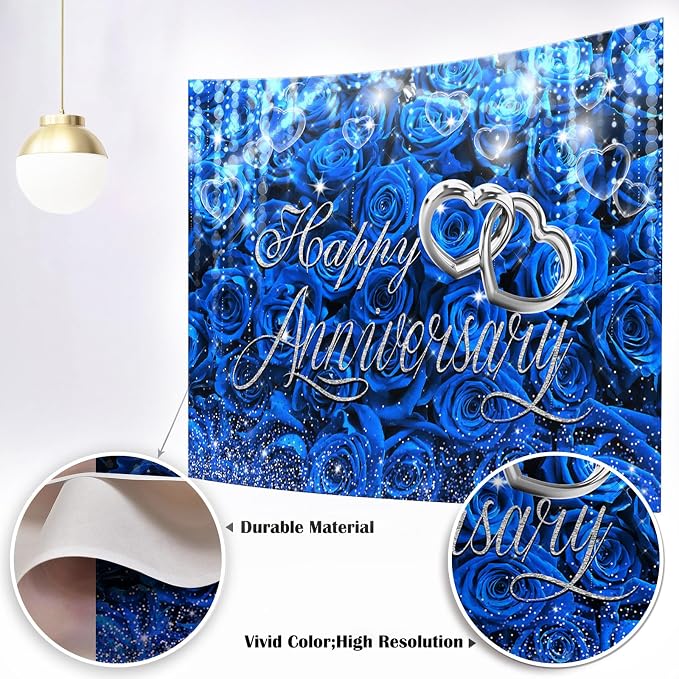 Mocsicka Happy Anniversary Backdrop Wedding Together Anniversary Party - Image 2