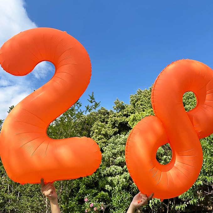 Orange Birthday Number 1 Balloon 40 inch Fluorescent Orange Number 1 | Helium - Image 6