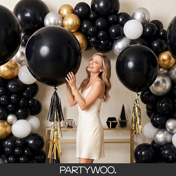 PartyWoo Black Balloons 100pcs Matte Latex Helium Balloons 12 Inch | Baby - Image 9