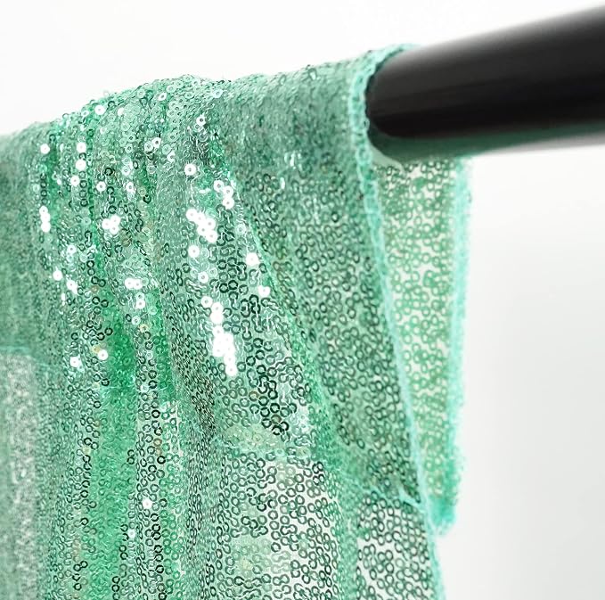 Poise3EHome Mint Green Sequin Backdrop Curtain, 4 Panels 2FTx8FT Glitter - Image 6