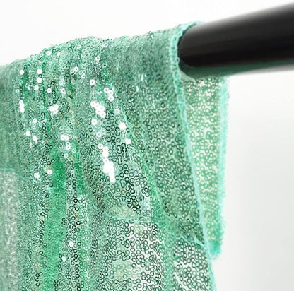 Poise3EHome Mint Green Sequin Backdrop Curtain, 4 Panels 2FTx8FT Glitter - Image 6