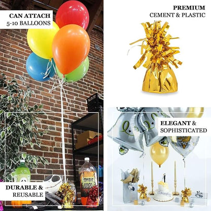 Efavormart 12 Pack Metallic Gold Foil Tassel Top Balloon Weights, Shimmering - Image 4