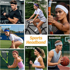 Headbands for Women - 6 Pack Wide Elastic Hair Bands | Stretchy Sweatbands Hair Bands | Soft Sports Thin Head Bands | Non-Slip Accessories Bands for Fashion, Washing Face, Workouts, Yoga, Daily Use