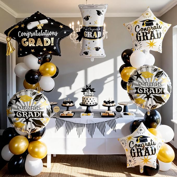 2026 Graduation Foil Balloons Decorations Set, 2026 Graduation CapScroll Balloon - Image 5