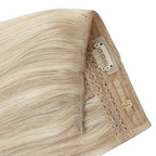 YoungSee Wire Hair Extensions Blonde Highlight Invisible Wire Hair Extensions Real Human Hair Ash Blonde Mix Bleach Blond One Piece Hair Extensions for Women 80G 16inch