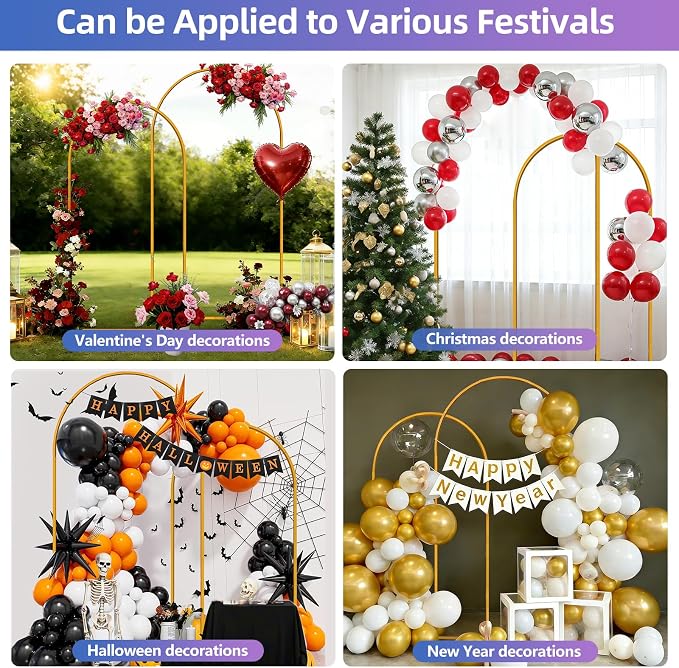 Hemmotop Metal Arch Backdrop Stand Set of 2, 7.2ft and 6ft | Pieces are Labeled - Image 7