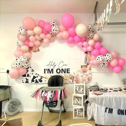 Cow Theme Balloon Arch Garland Kit, Pastel Pearl Pink Gold White Cow Print - Image 5
